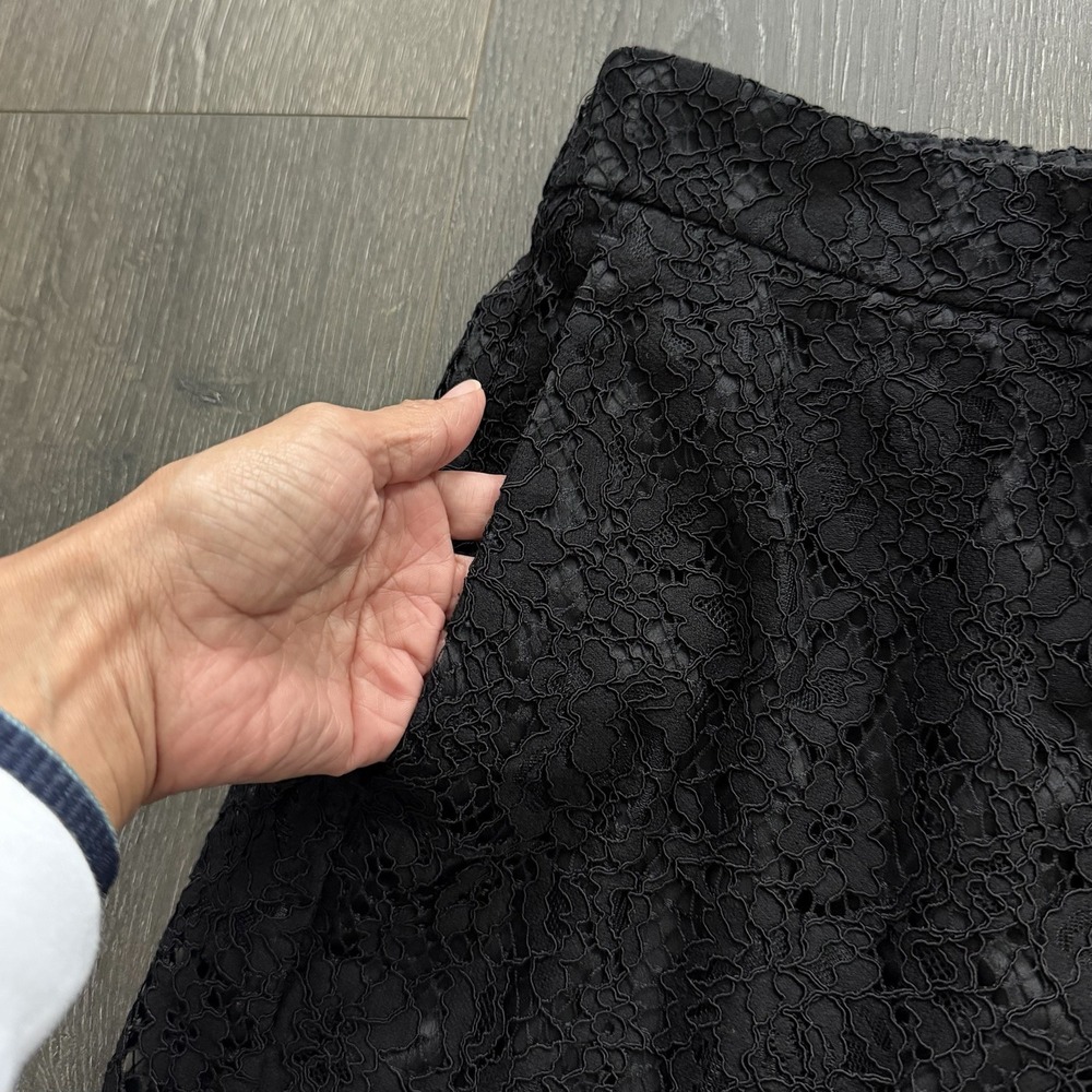 J Crew High Rise Pull On Lace Cropped Pants Black 12 Romantic Whimsigoth Preppy - Picture 2 of 11